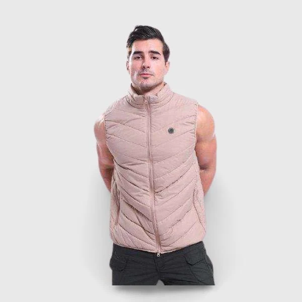 Doudoune chauffante homme kaki – chaleur dos 8h d'autonomie | VETCHAUD™