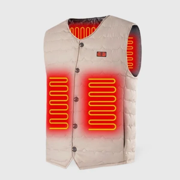Doudoune chauffante blanche 8 zones avec bouton de réglage | VETCHAUD™