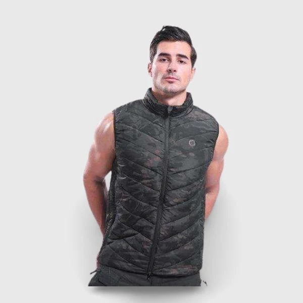 Doudoune auto chauffante camouflage noire 1 zone – discrétion outdoor | VETCHAUD™