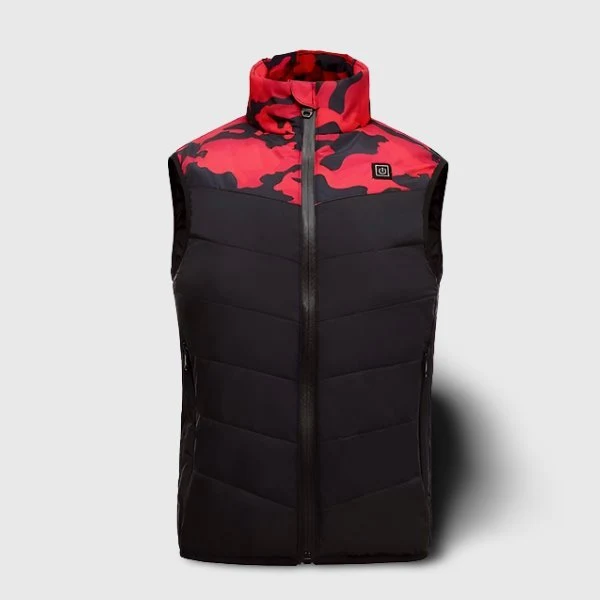 Gilet chauffant enfant camouflage rouge – 3 zones USB | VETCHAUD™