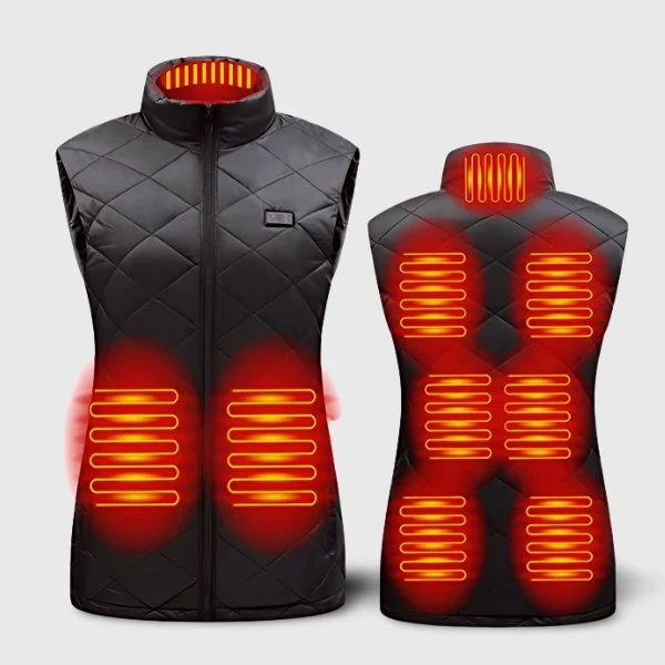 Gilet chauffant femme sans manches 9 zones – double contrôle avant/arrière | VETCHAUD™