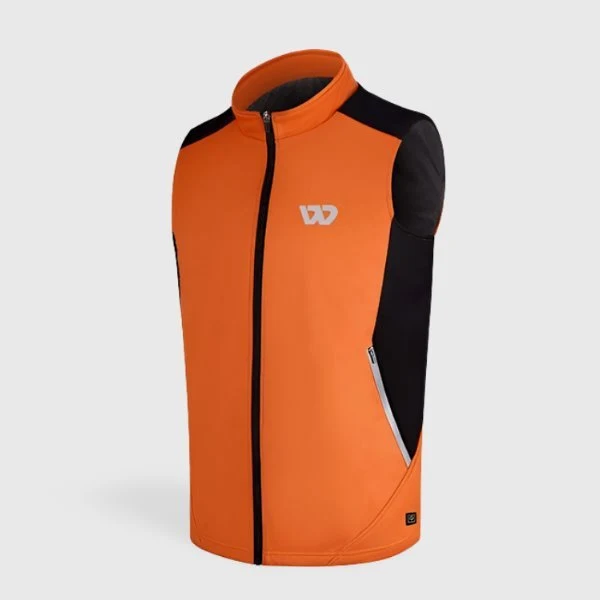 Gilet chauffant unisexe noir et orange – 5 zones infrarouge USB | VETCHAUD™